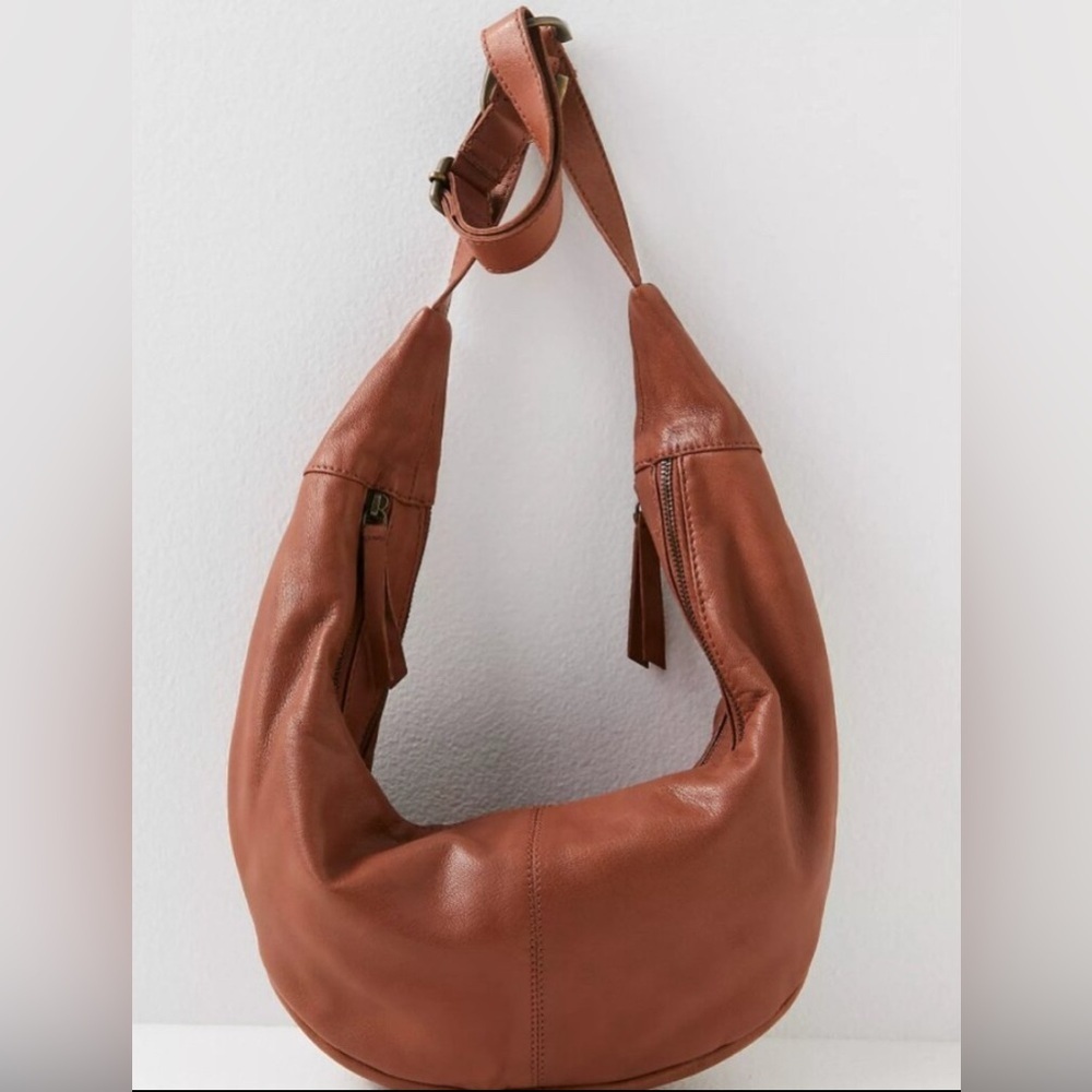 Free People Brown Leather Crescent Shoulder Bag - Picture 3 of 6